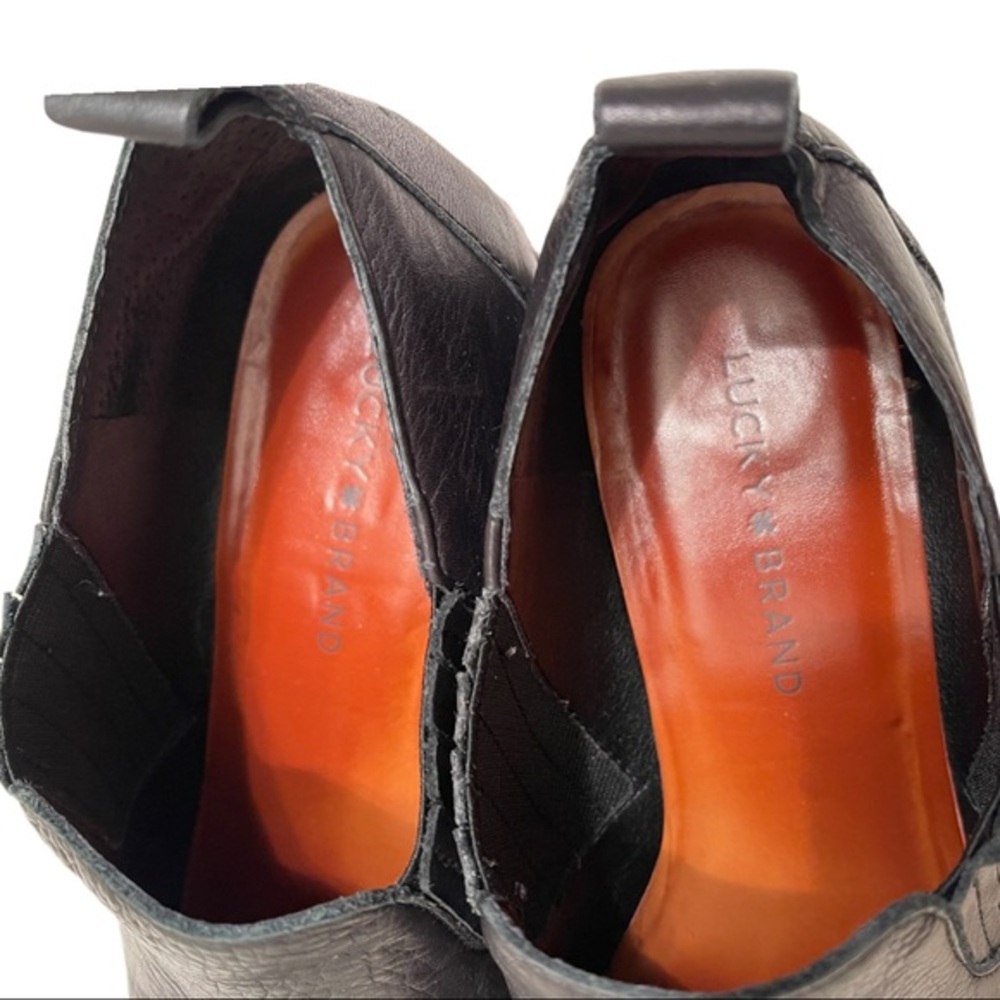 LUCKY BRAND Lenci Black Low Ankle Boot Pebbled Leather Size 9/40 - Picture 6 of 8